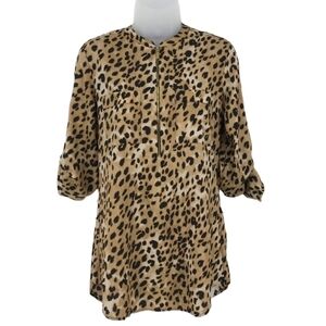 Calvin Klein Animal Leopard Print🐆‎ Zipper Blouse